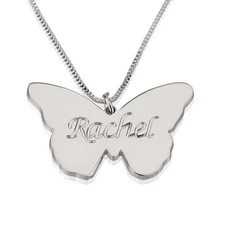 Engraved Butterfly Name Necklace Pendant Custom Made - oNecklace ®