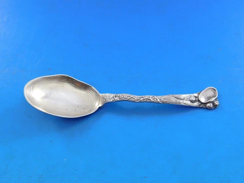 Pattern Unknown by Wallace Sterling Silver Oyster Spoon Shell and seaweed 4 1/2"