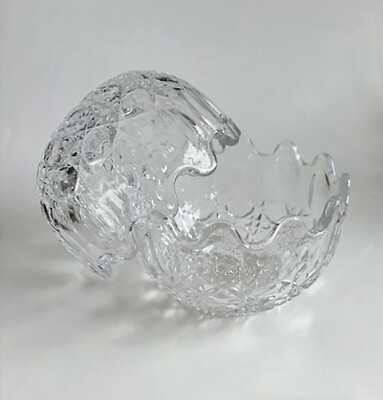 Hexagon pattern 2 Interlocking Clear Glass Bowls Block Optic hexagon Federal