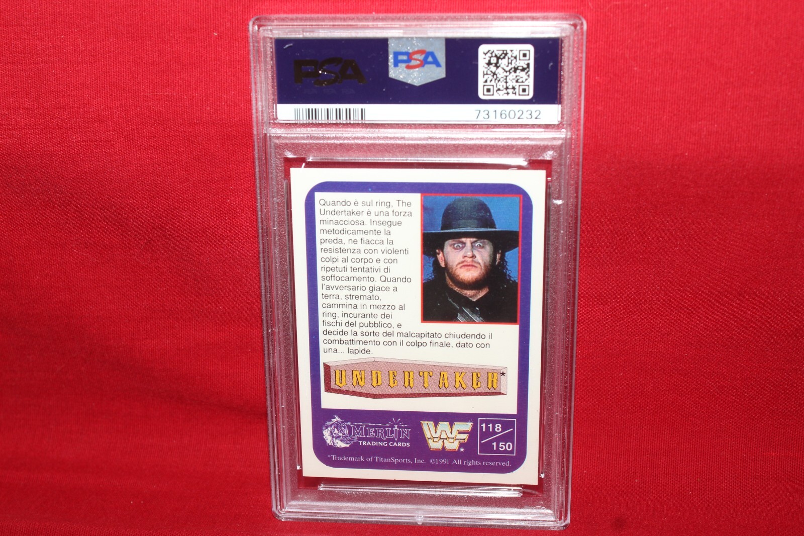 1991 Merlin WWF The Undertaker Rookie Rc #118 Italian PSA 8 view 4