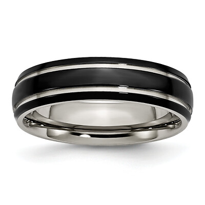 Chisel Titanium Polished Black IP-plated 6mm Grooved Band TB317