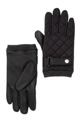 14th Union Puffer Moto Gloves Black Leather Mens Medium 