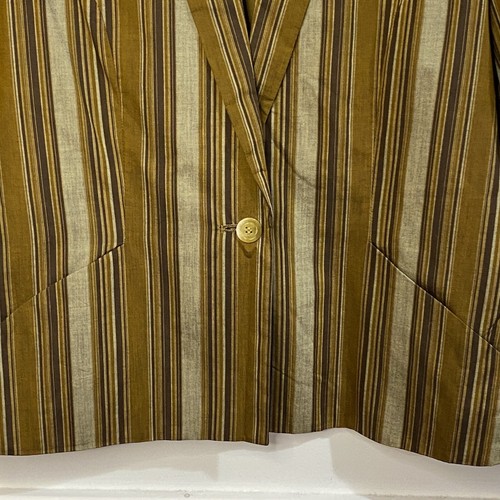 Vintage 80s Saks Fifth Ave Jacket Womens 8 Striped Cotton Blazer - Picture 9 of 12