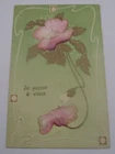 Postcard fantasy embossed I think of you flower pattern