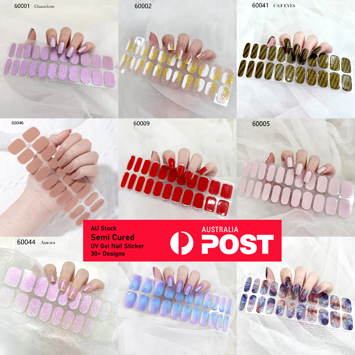 Semi Cured Gel Nail Sticker Full Wrap 22pcs Self Adhesive Nail Art