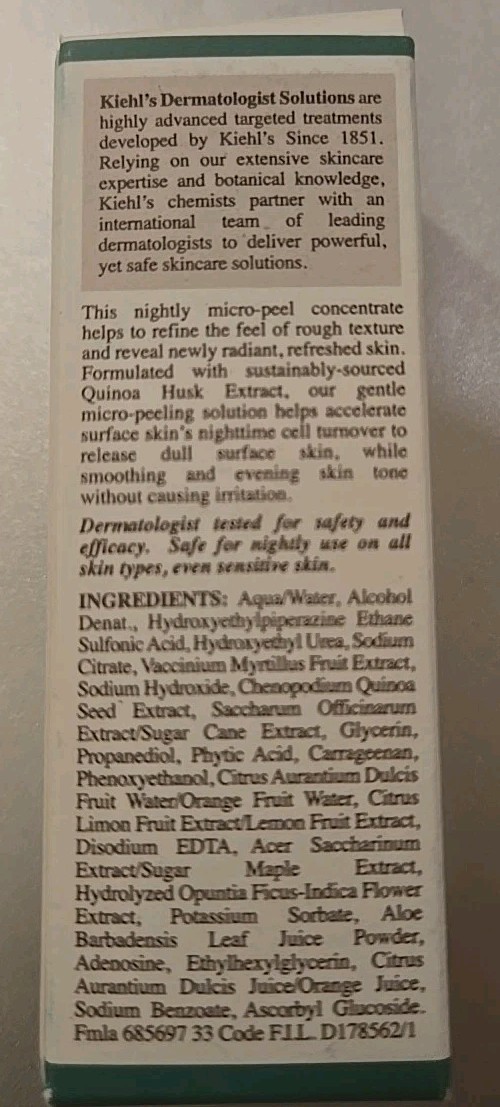 Kiehl's Nightly Refining Micro-Peel Concentrate 1 oz / 30 ml New in Box 