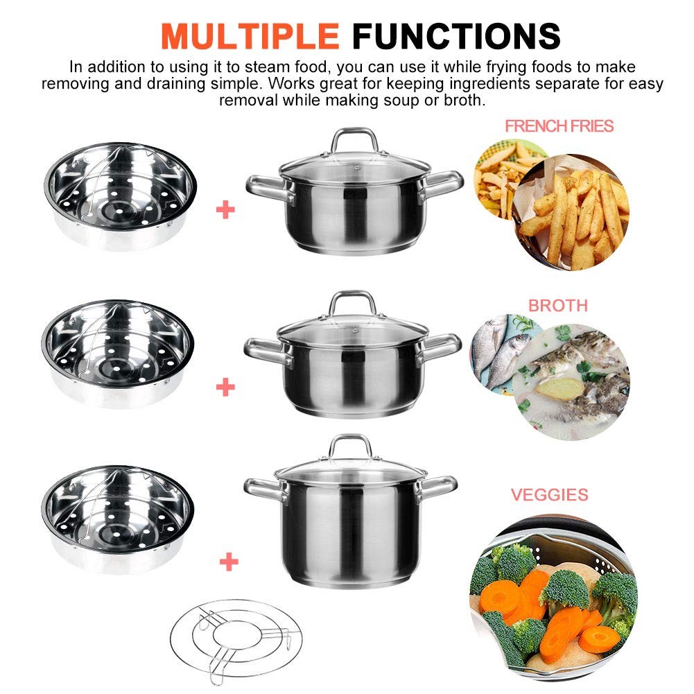 Stainless Steel 6 Quart Electric Pressure Cooker Steam Rack Steamer Baske Silver