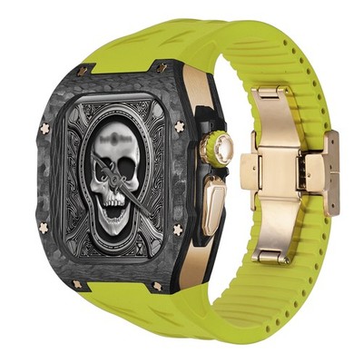 Luxury Titanium Carbon Fiber Case Rubber Band For Apple Watch Ultra 3/2/1 49MM