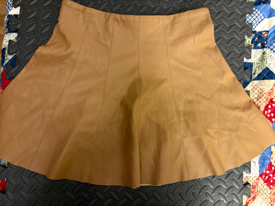 House of Harlow 1960 Vegan Leather Flare Skirt Tan Women s Small