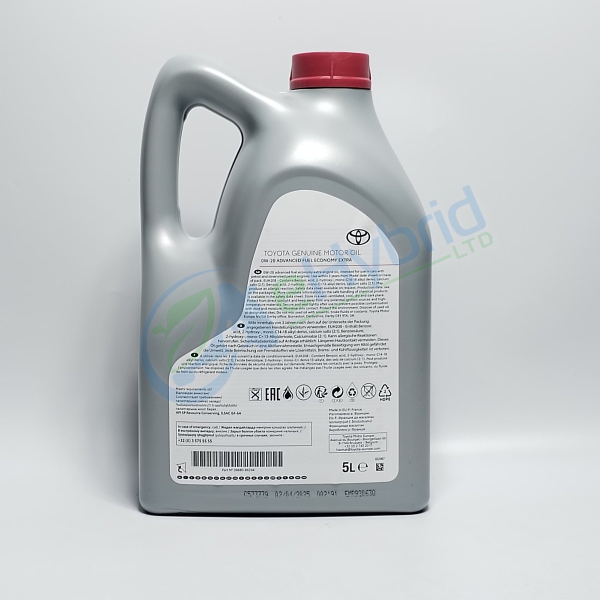 Genuine Toyota Rav4 Hybrid Engine Oil Motor Oil 0W20 5Litre OEM