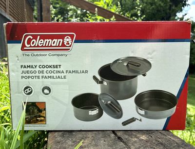 New Coleman 6-Piece Family Camping Cook Set Black Outdoor Nonstick Steel Pan/Pot