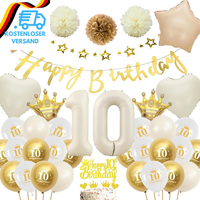 Deko 10 Geburtstag MäDchen Junge - Weiß Gold Luftballons Geburtstagsdeko Ballons