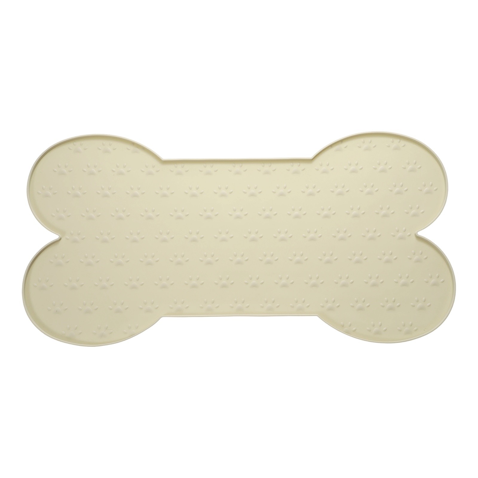 Mat 26x13 Inch Silicone Pet Feeding Mat Bone Shaped Apricot