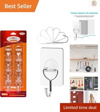 Removable Heavy Duty Wall Hooks 8-Pack - Ideal for Hanging Decor and Accessories