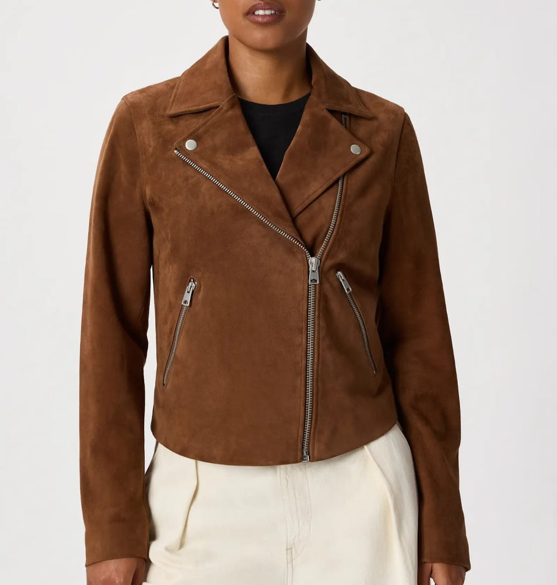 Leather Jacket Women Brown Motorcycle Suede Size S M L XL XXL 3XL