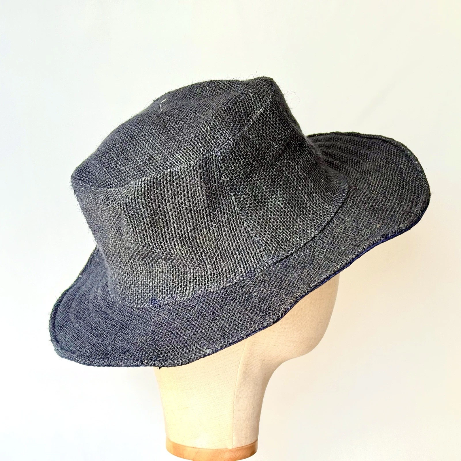 Sun Hat Hemp Navy Blue Festival Hat Unisex Beach Sun Hats Handmade Hemp Sun Hat