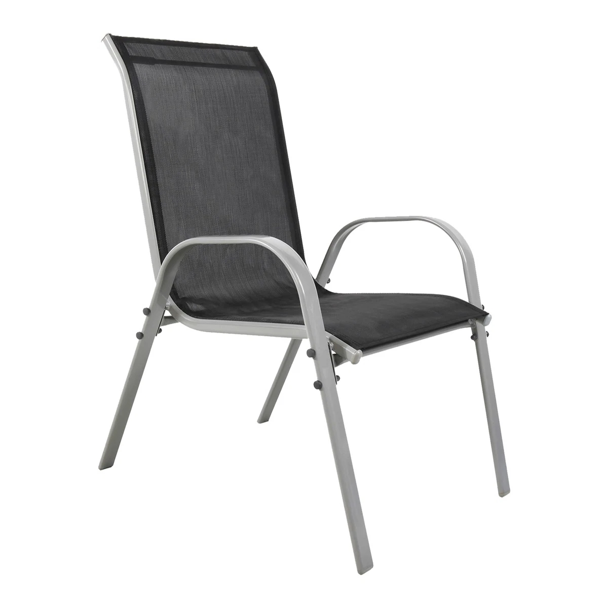 Silla apilable FineHome silla apilable metal - funda textil color plata - negro
