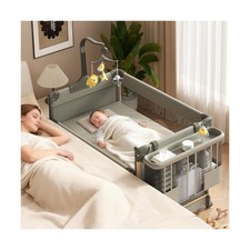 4-in-1 Portable Baby Crib: Bedside Bassinet, Playard Pack and Play with Dia...