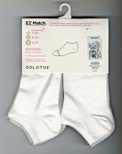 Gold Toe Girls' Seven-Pack Flat Knit Liner Socks SZ Large Shoe SZ 4-10 NEW! - Picture 4 of 5