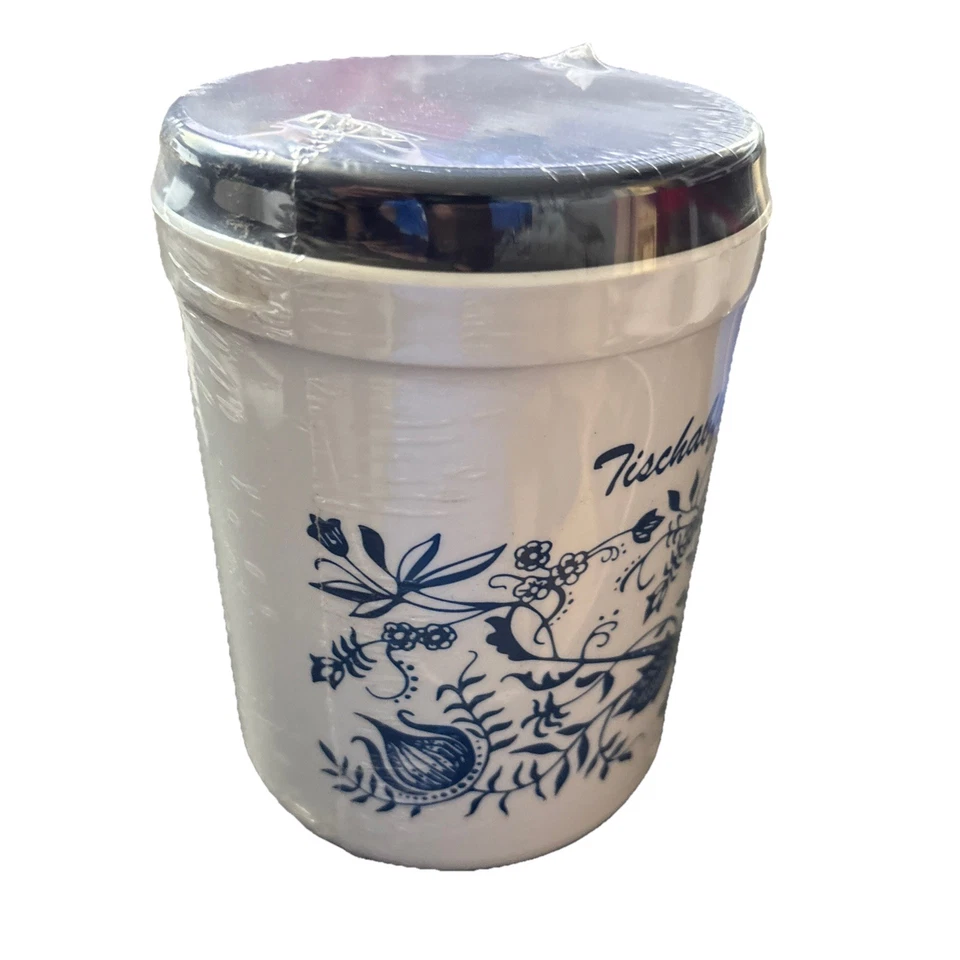 Tischabfallbehälter mit Zwiebelmuster weiß/blau 1 Liter Ø ca. 11 cm Abfalleimer - Bild 3 von 3