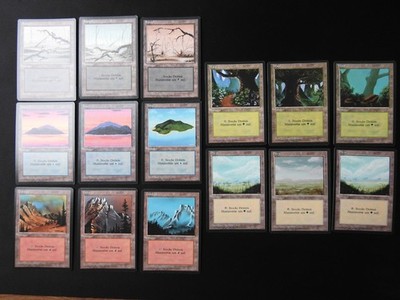 15 Card Basic Land Set German NM [FBB Revised Edition] Mtg Free Tracking!