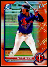 2022 Bowman Chrome Prospects Orange Refractors #BCP1 Carlos Aguiar Twins/25