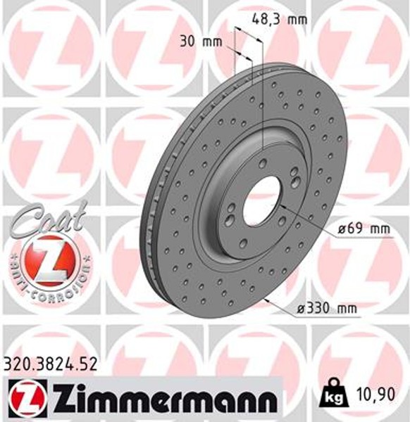 2X Zimmermann Bremsscheibe Sport Z 320.3824.52 FüR KIA Optima JF Sportswagon Gdi-image