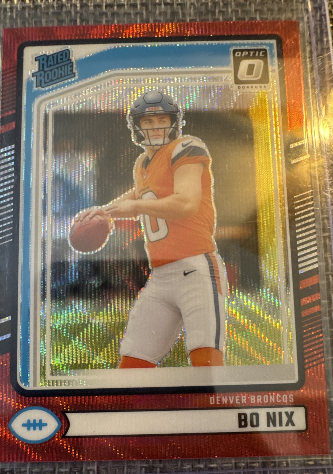 2024 Panini Donruss - Rated Rookie Bo Nix #369 Optic Preview Red Wave Prizm (RC)