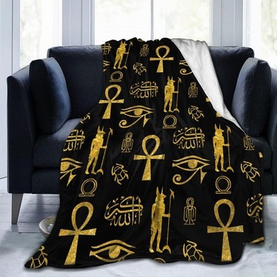 Ancient Egyptian Ankh Cross Gold Allahu Akbar Anubis Blankets for Mens Womens...