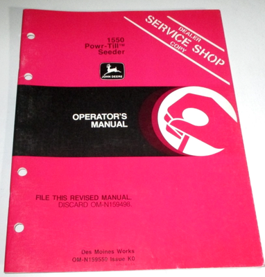 #ad John Deere 1550 Powr Till Seeder Operators Manual OM N159559 K0 8 80 JD ORIGINAL $14.99