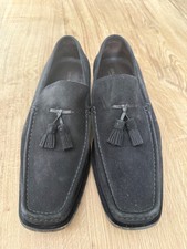 BRUNO MAGLI Suede Tassel Loafers Black Made in Italy Size 9.0