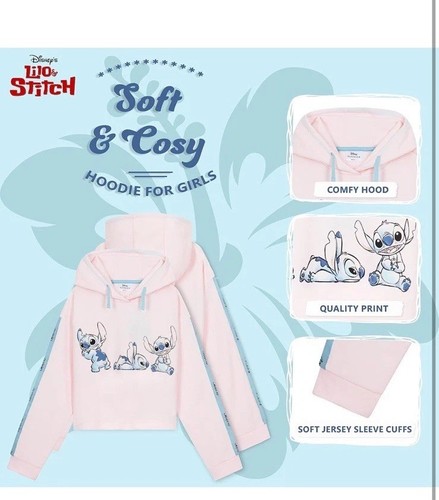 Disney Lilo & Stitch Mädchen Hoodie Stitch Skimmer Pull Over Hoodie S9-10 Jahre rosa - Bild 4 von 5