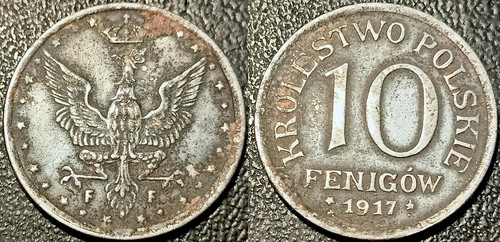 Polen - Deutsche Besetzung - 10 Fenigow 1917 FF, Stuttgart ! Y#6