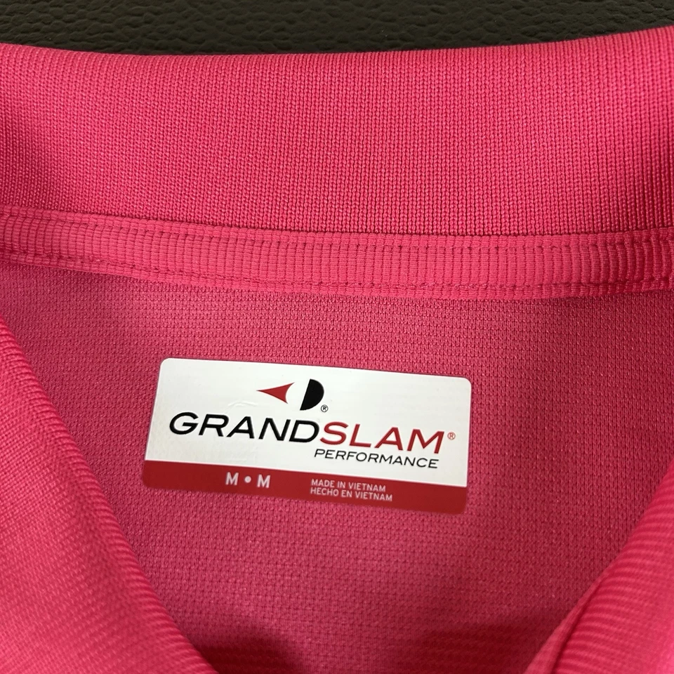 Grand Slam Performance Polo Shirt Mens Medium Pink Short Sleeve Golf Athletic - Image 2 of 4