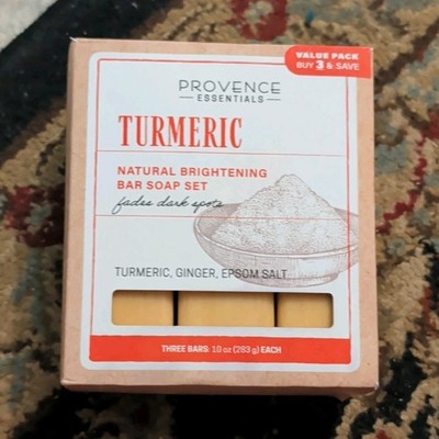 Provence Essentials Turmeric Ginger Natural Brightening Bar Soap Set 3 x 10 oz