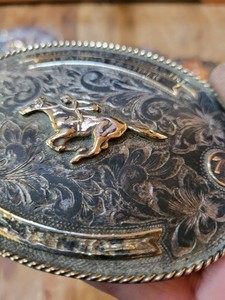 Sterling Silver 10k Buckle 10k  Heavy 131 G Nelson Silva. Heavy Gold Rope Edge