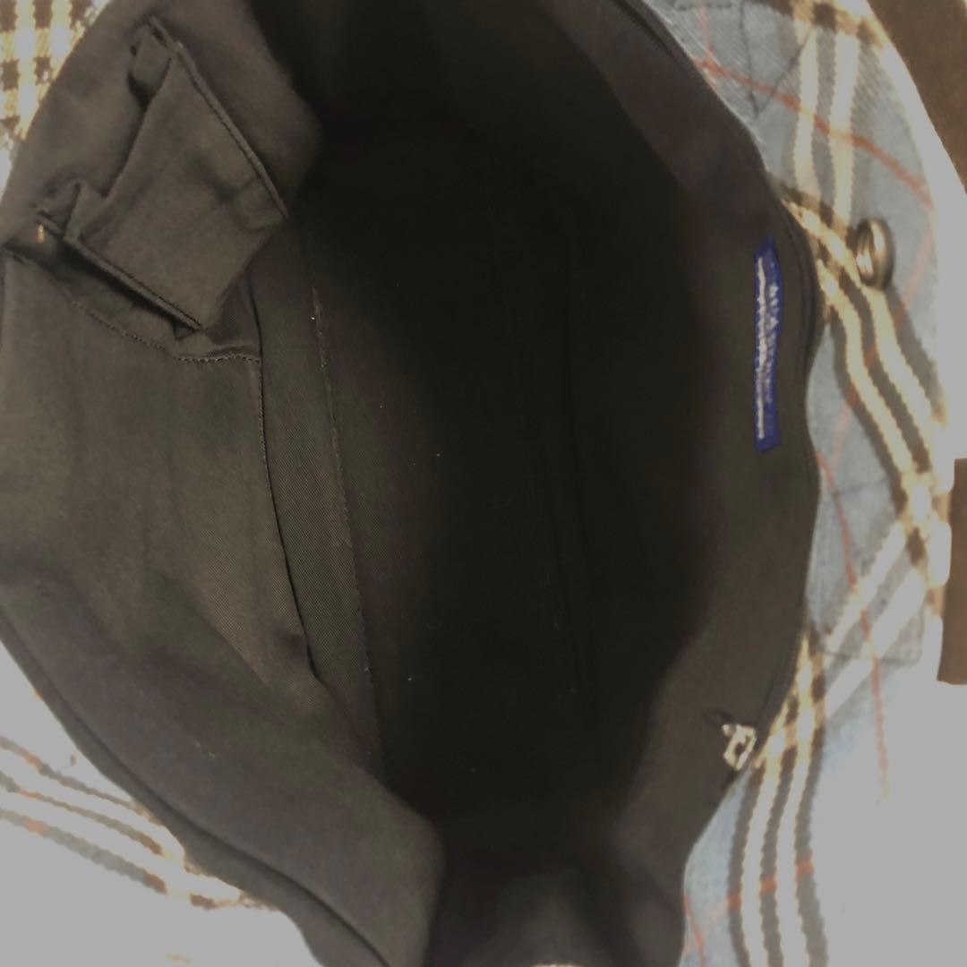 Burberry Blue Label Blue Check Cloth Square Tote Bag Handbag Canvas Bag New thumbnail 6