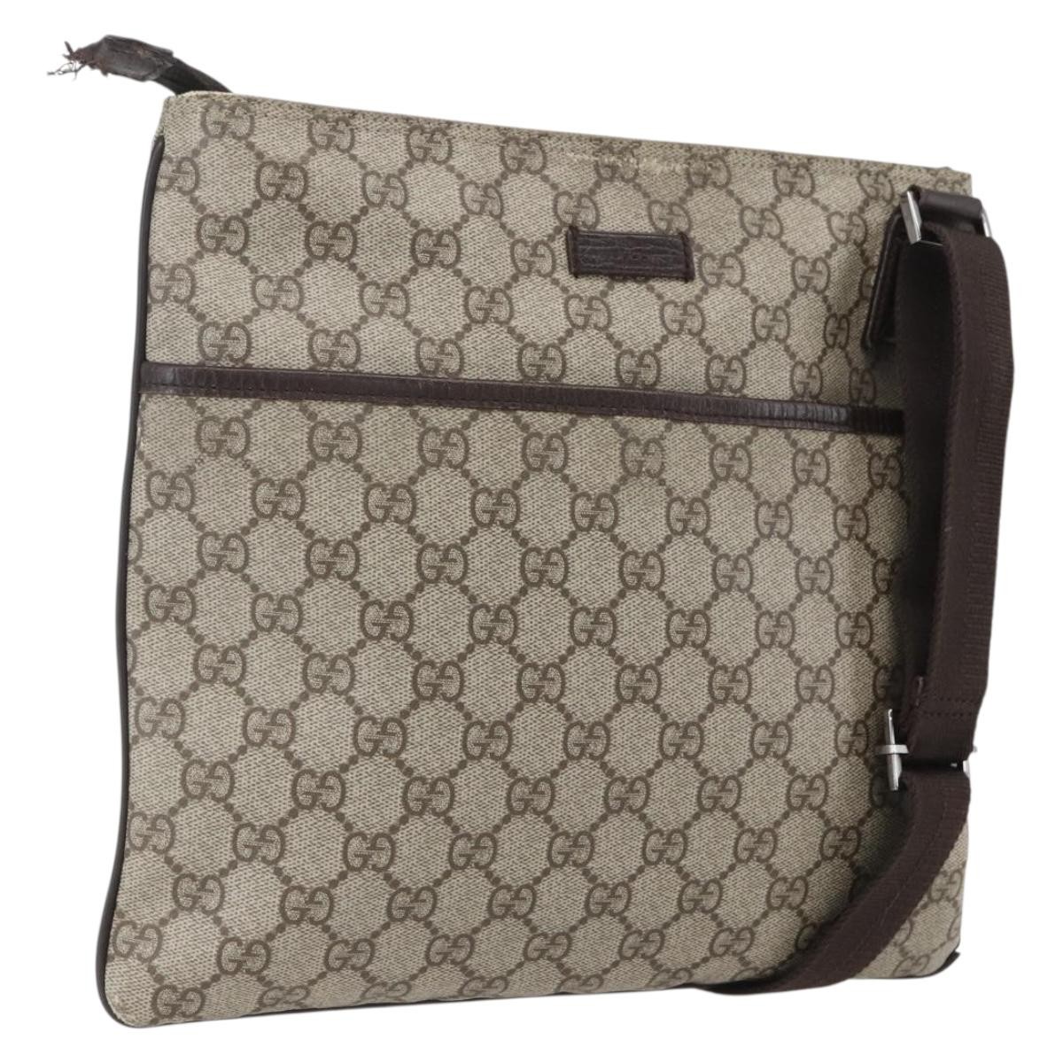 GUCCI ショルダーバッグ 141626 467891 サコッシュ GG GUCCI GG Supreme Shoulder Bag PVC Beige Silver 141626 Auth 160022