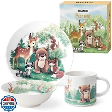 MIAMIO – Set of 3 Kids Dinnerware Set/Porcelain Children Dishes, Kids Dish Se