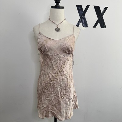 Y2K Victoria s Secret Pink Silk Snake Print Slip Dress Side Tie Charmeuse L
