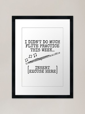 I Didn't Do Much Flute Practice, Fl gerahmtes Wandbild Poster Leinwanddruck Bild