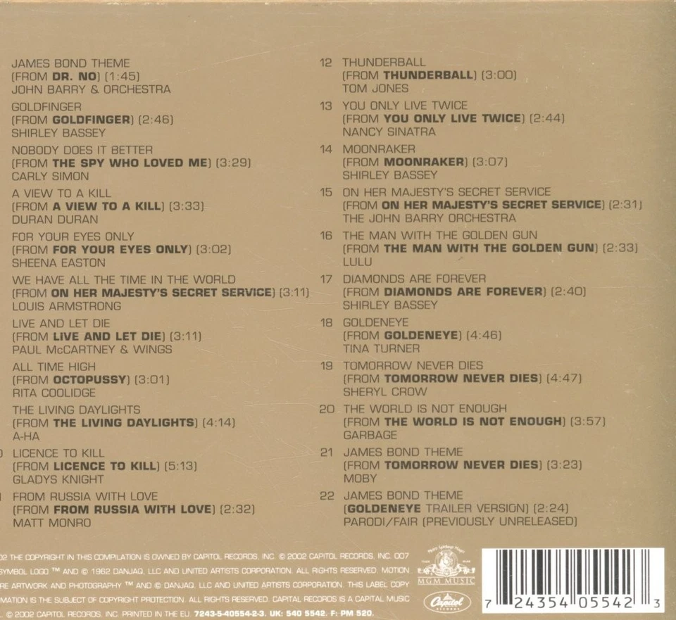Various Artists Best of James Bond - 40th Anniversary Edition CD Europe Capitol - Image 2 of 3