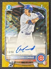 2025 Bowman Draft Ethan Conrad Chrome Auto Gold Wave Refractor /50 1st Prospect