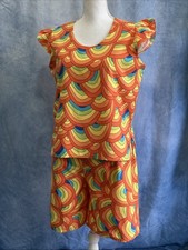 VTG 80s 90s Handmade Shirt Shorts Set Rainbow LBGT Pride Psychedelic Retro Mod