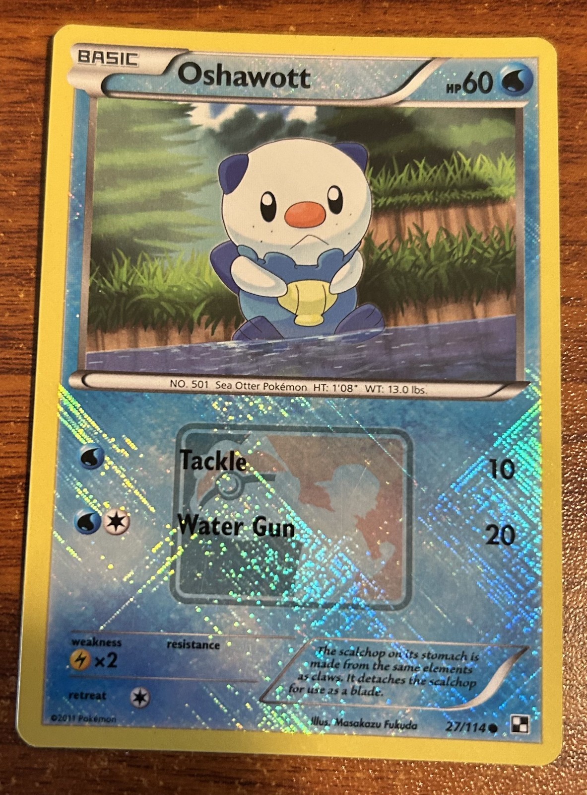 2011 Pokemon League Black & White Holo Oshawott #27/114 Used Free Shipping