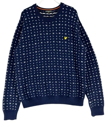 Lyle & Scott Homme Pull Over Col Rond 90% Laine Taille XL Bleu - Photo 1/4