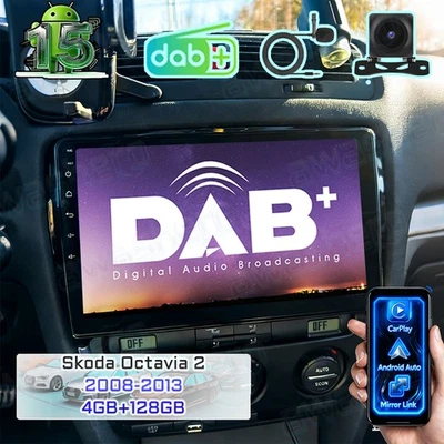 AWASHERO Für Skoda Octavia II 1Z3 1Z5 2008-2013 4+128GB Android 15 Autoradio GPS NAVI DAB