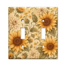Vintage Sunflowers and White Dahlias Decorative Light Switch Plate Cover Soft