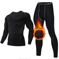 New 2-pieces Winter Warm Men Underwear Set Fleece Thermal Undershirts Long Johns