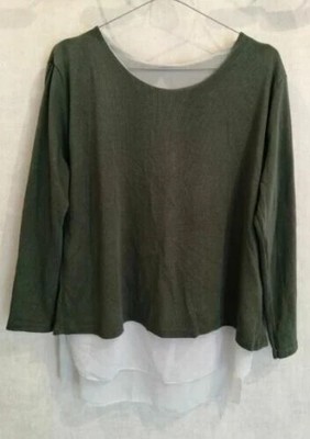 Feiner Pullover weiß-grün Rückenfrei Viskose Gr.40 (2204021)